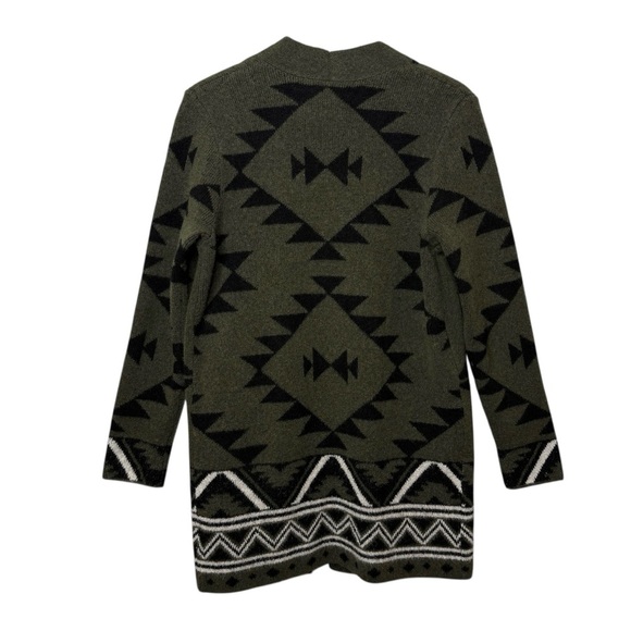 FRYE Olive Green Aztec South Western Women’s Open Cardigan Sweater Sz M - Picture 10 of 13